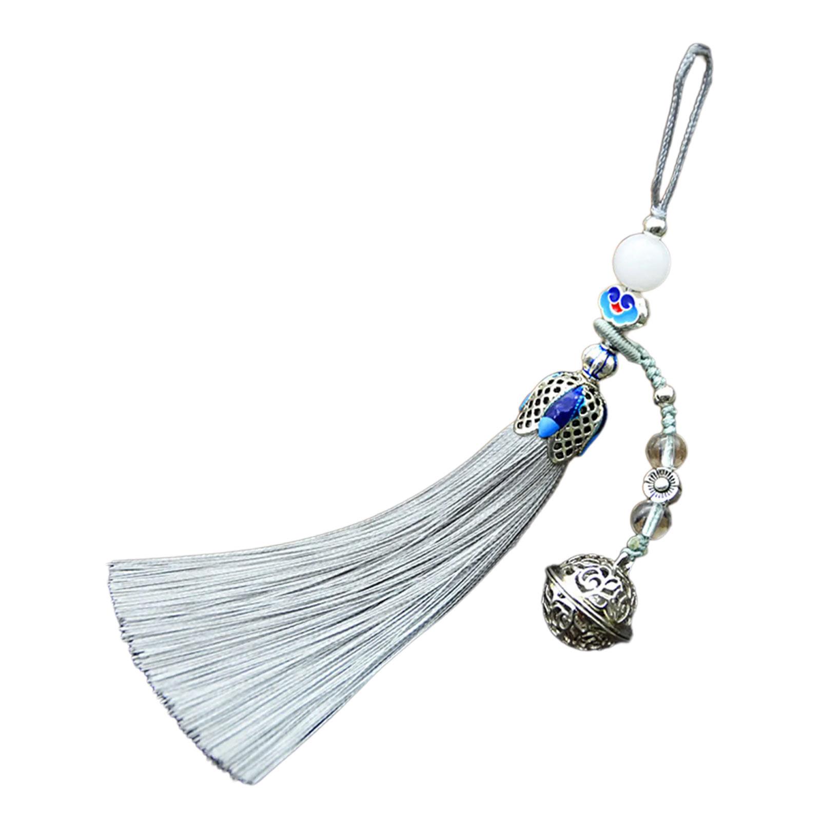 Изысканный Винтажный Шарм-Подвеска с Кисточками Ручной Работы, Колокольчик, Висячий Веревочный Декор для Сумок или Ключей, Украшение Интерьера Автомобиля серый