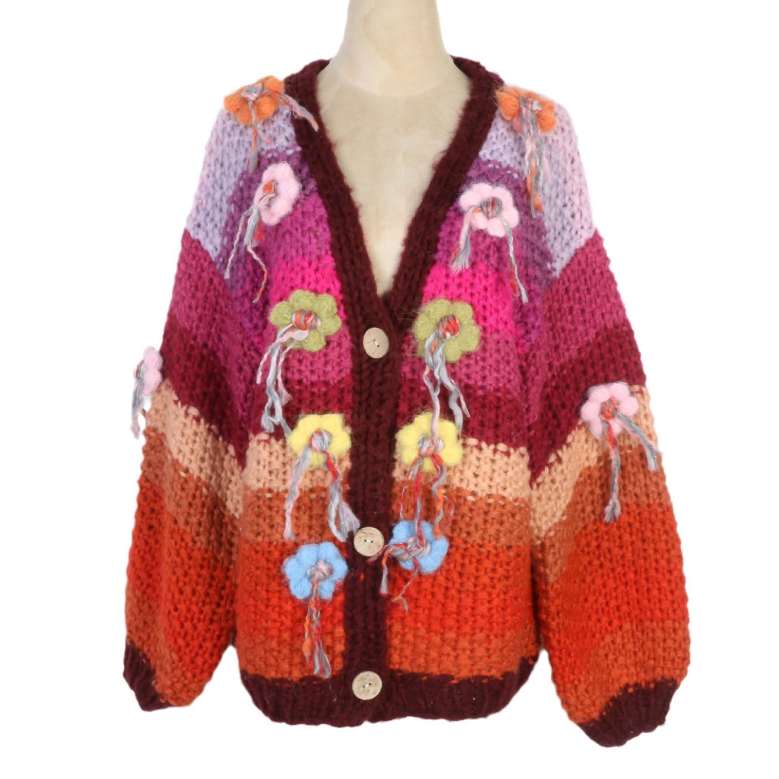 Women s V-Neck Striped Flower Crochet Cardigan - Long-Sleeve, Loose Fit, Perfect for Autumn & Winter. S
Women s V-Neck Striped Flower Crochet Cardigan - Long-Sleeve, Loose Fit, Perfect for Autumn & Winter. S