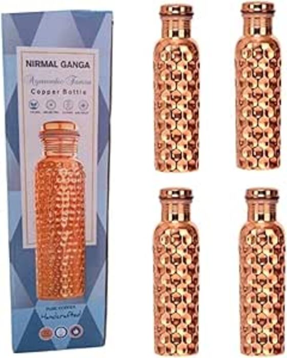 Nirmal Ganga Diamond Design Copper Bottle 1L (Pack of 4) | Pure Copper Water Bottle | Leakproof & Stylish
Nirmal Ganga Diamond Design Copper Bottle 1L (Pack of 4) | Pure Copper Water Bottle | Leakproof & Stylish