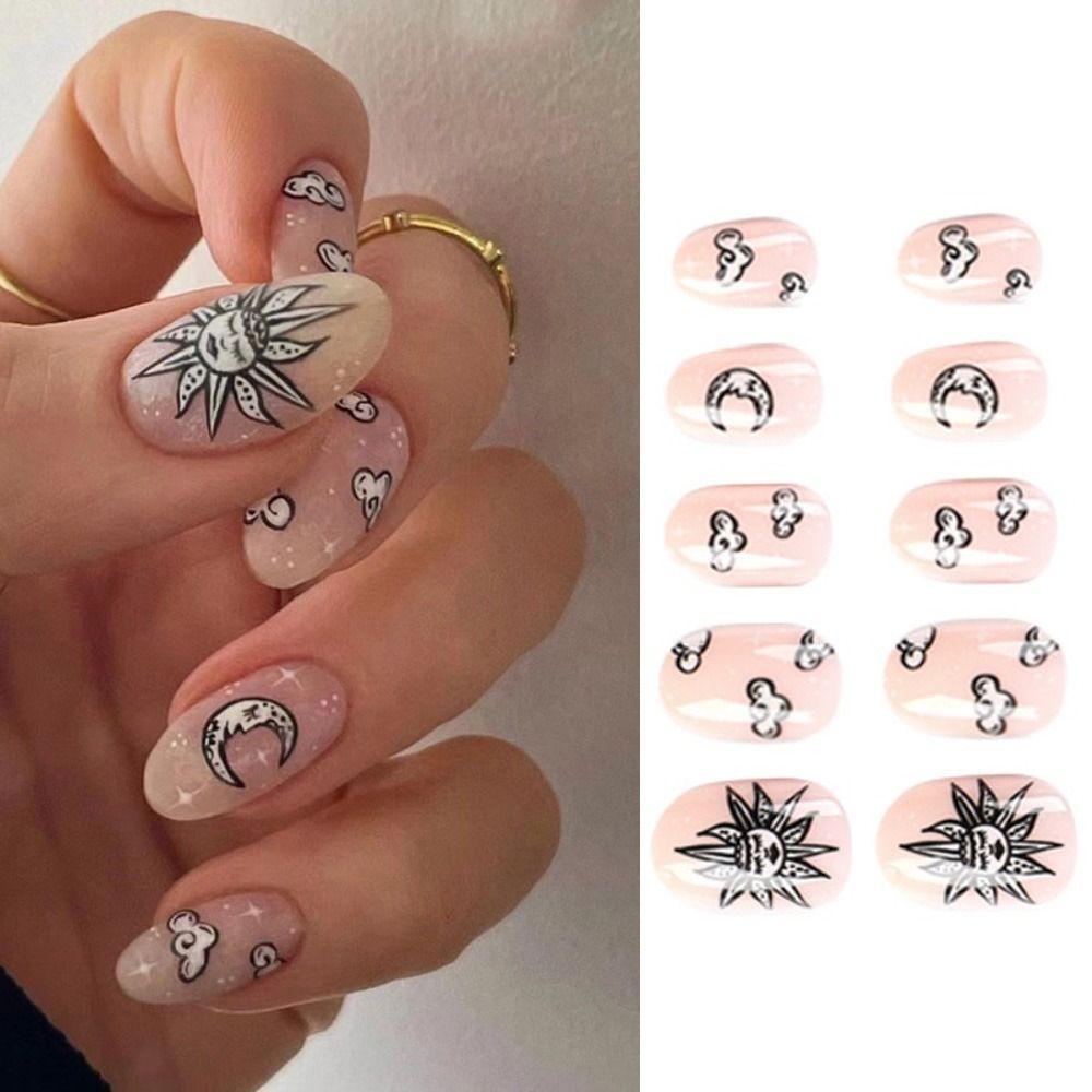 24pcs Nail Tips Moon and Stars Fake Nials Press on Nails Clouds Sun False Nails Long Almond French
24pcs Nail Tips Moon and Stars Fake Nials Press on Nails Clouds Sun False Nails Long Almond French