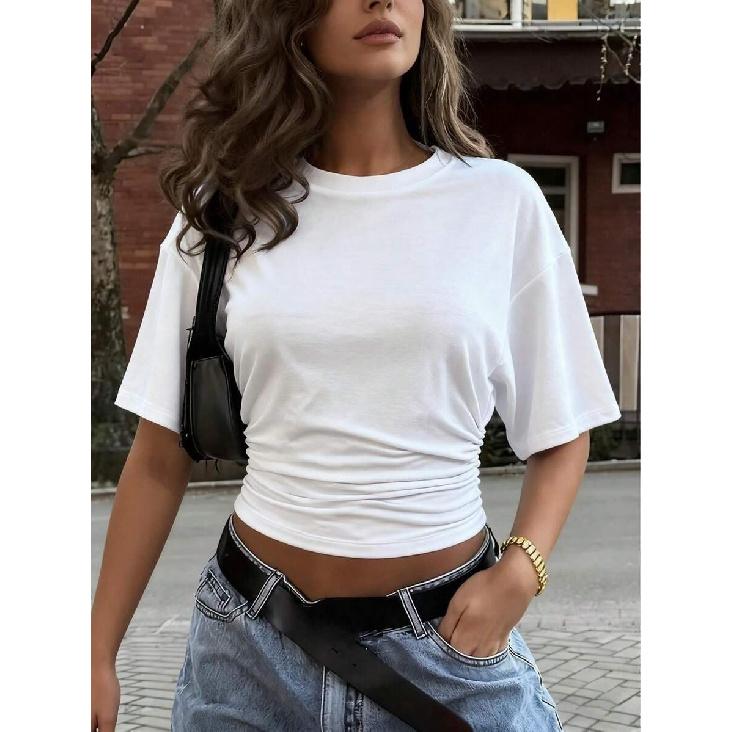 2026 Summer Pleated Solid Color Round Neck Slim-Fit Women s Short-Sleeve T-Shirt XXL білий
2026 Summer Pleated Solid Color Round Neck Slim-Fit Women s Short-Sleeve T-Shirt XXL білий