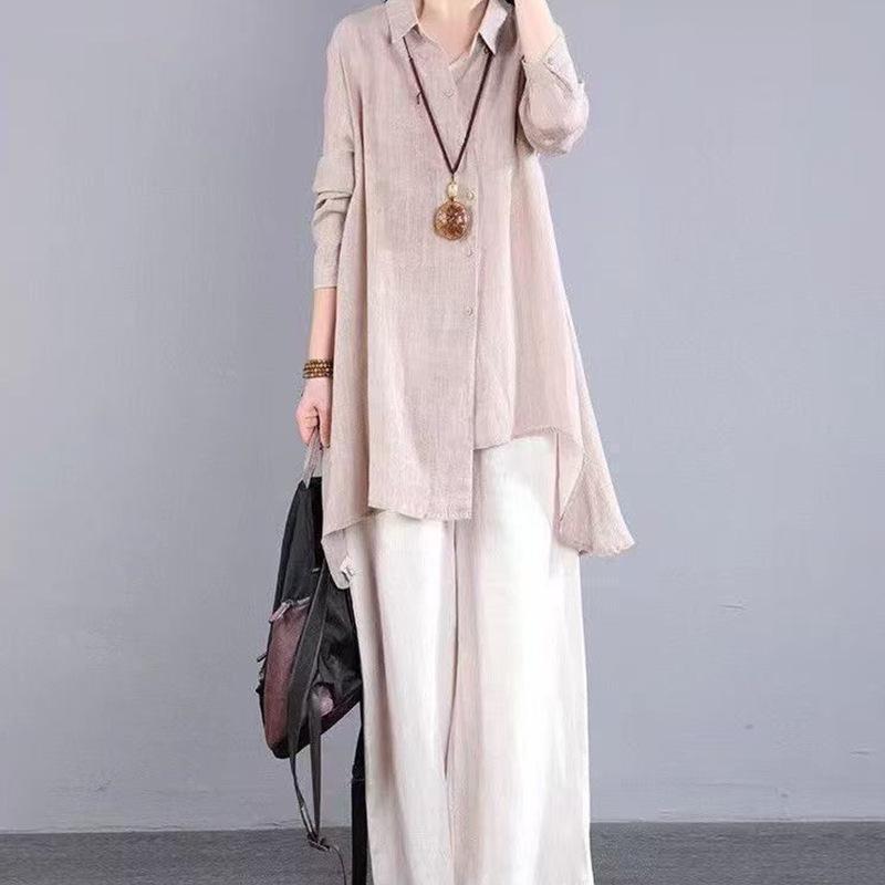 Irregular Design Women s Retro Cotton Linen Polo Collar Long Sleeve Shirt - Solid Color, Mid-Length, Spring/Summer Fashion. L
Irregular Design Women s Retro Cotton Linen Polo Collar Long Sleeve Shirt - Solid Color, Mid-Length, Spring/Summer Fashion. L