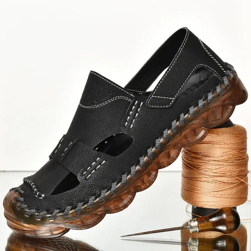 Летние мужские кожаные сандалии ручной работы, дышащая пляжная обувь 39
Летние мужские кожаные сандалии ручной работы, дышащая пляжная обувь 39