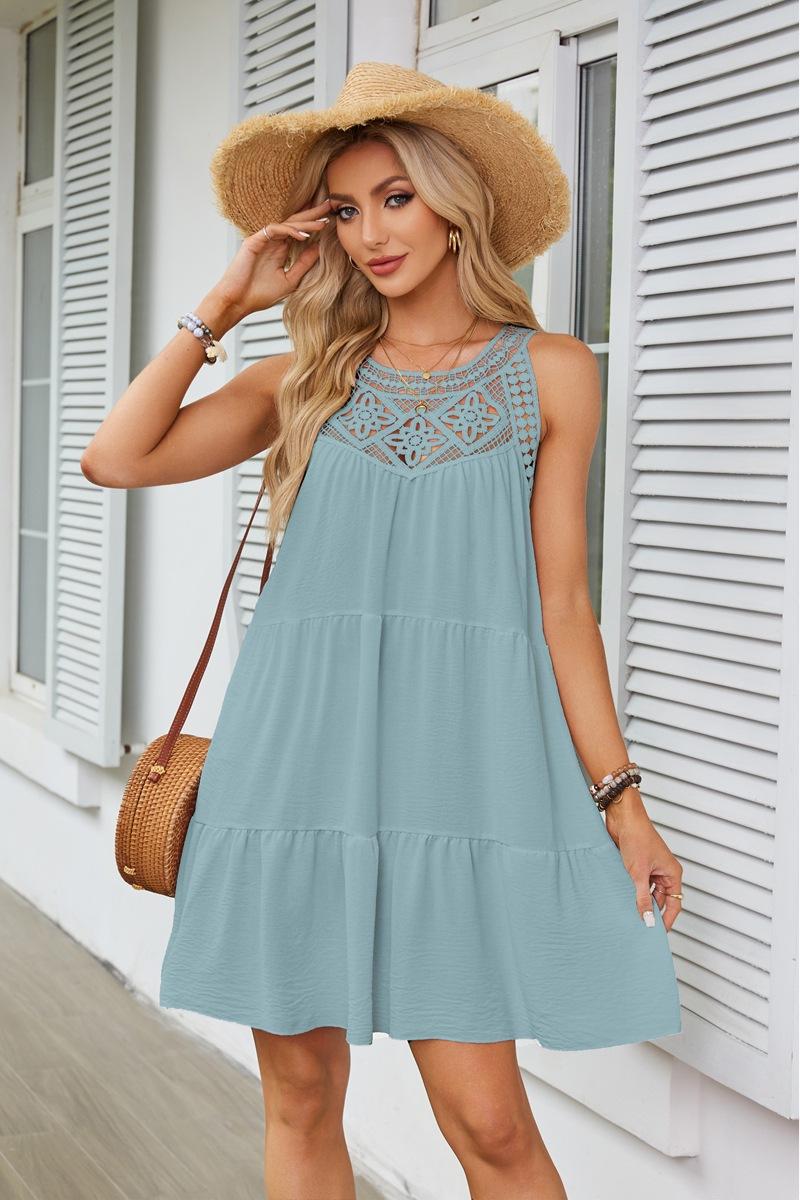 Women s spring and summer, hollow lace splicing neck A-word dress XXL
Women s spring and summer, hollow lace splicing neck A-word dress XXL