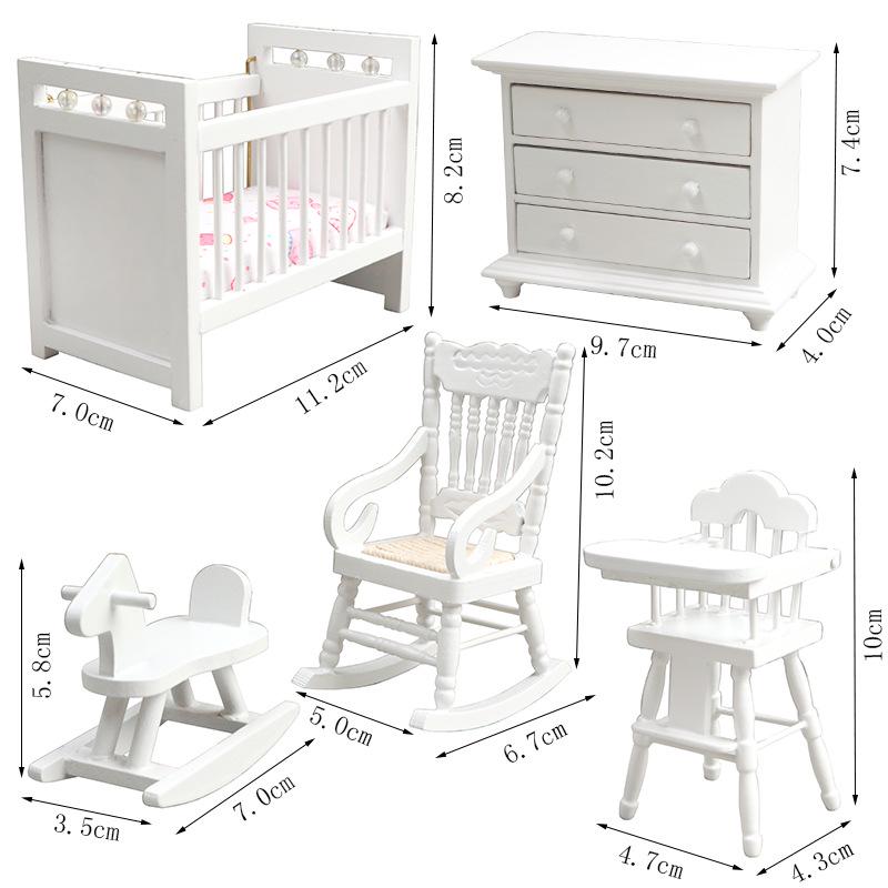 1:12 Dollhouse Mini Furniture Set: White Children s Room with Bed, Rocking Chair, Rocking Horse, and Cabinet
1:12 Dollhouse Mini Furniture Set: White Children s Room with Bed, Rocking Chair, Rocking Horse, and Cabinet