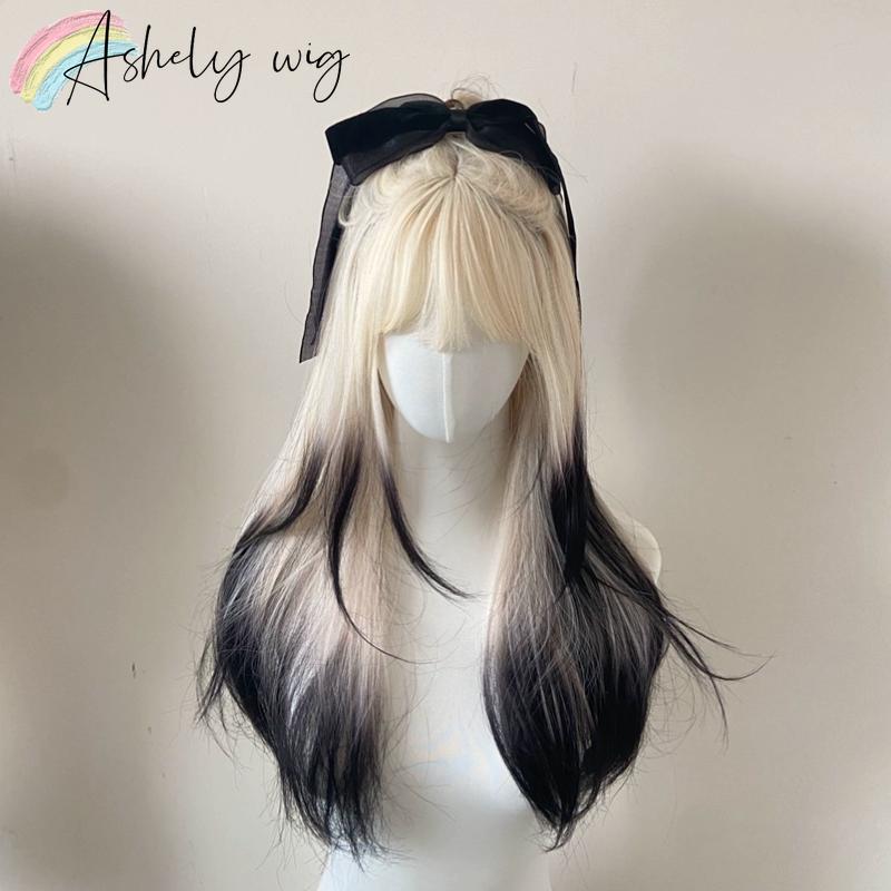 Ashely Ombre Black Blonde Wig for Women Y2K Hairstyle Lolita Wigs Straight Sissy Wig with Bangs Paruky for All Saints Day
Ashely Ombre Black Blonde Wig for Women Y2K Hairstyle Lolita Wigs Straight Sissy Wig with Bangs Paruky for All Saints Day