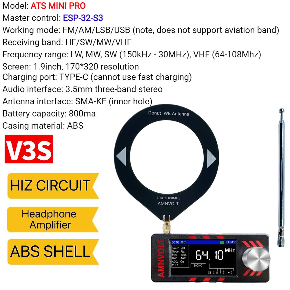 AMNVOLT V4/V3S ATS MINI SI4732 Кишеньковий радіоприймач Усі діапазони DSP Радіо FM AM SSB LSB USB Приймач Кронштейн, з Hi-Z схемою ESP-32-S3
AMNVOLT V4/V3S ATS MINI SI4732 Кишеньковий радіоприймач Усі діапазони DSP Радіо FM AM SSB LSB USB Приймач Кронштейн, з Hi-Z схемою ESP-32-S3