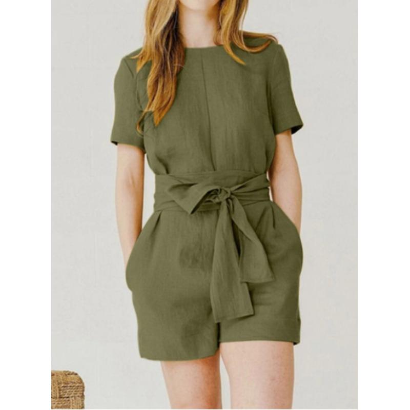 Summer Short-sleeved Suit Cotton and Linen Women s Solid Color Pocket Casual Jumpsuit Lace-up Belt 5XL зелений
Summer Short-sleeved Suit Cotton and Linen Women s Solid Color Pocket Casual Jumpsuit Lace-up Belt 5XL зелений