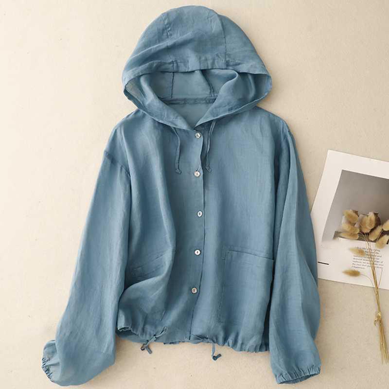 Women s Lightweight Hooded Sun Protection Jacket Long Sleeve Button Front Cardigan with Adjustable Hem and Elastic Cuffs for Outdoor Use XXL синій
Women s Lightweight Hooded Sun Protection Jacket Long Sleeve Button Front Cardigan with Adjustable Hem and Elastic Cuffs for Outdoor Use XXL синій