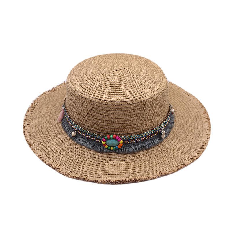 Bohemia Summer Straw Hat Wide Brim Fresh Women Sun Cap Seaside Vacation Beach Flat Top Hats 56-58cm хакі
Bohemia Summer Straw Hat Wide Brim Fresh Women Sun Cap Seaside Vacation Beach Flat Top Hats 56-58cm хакі