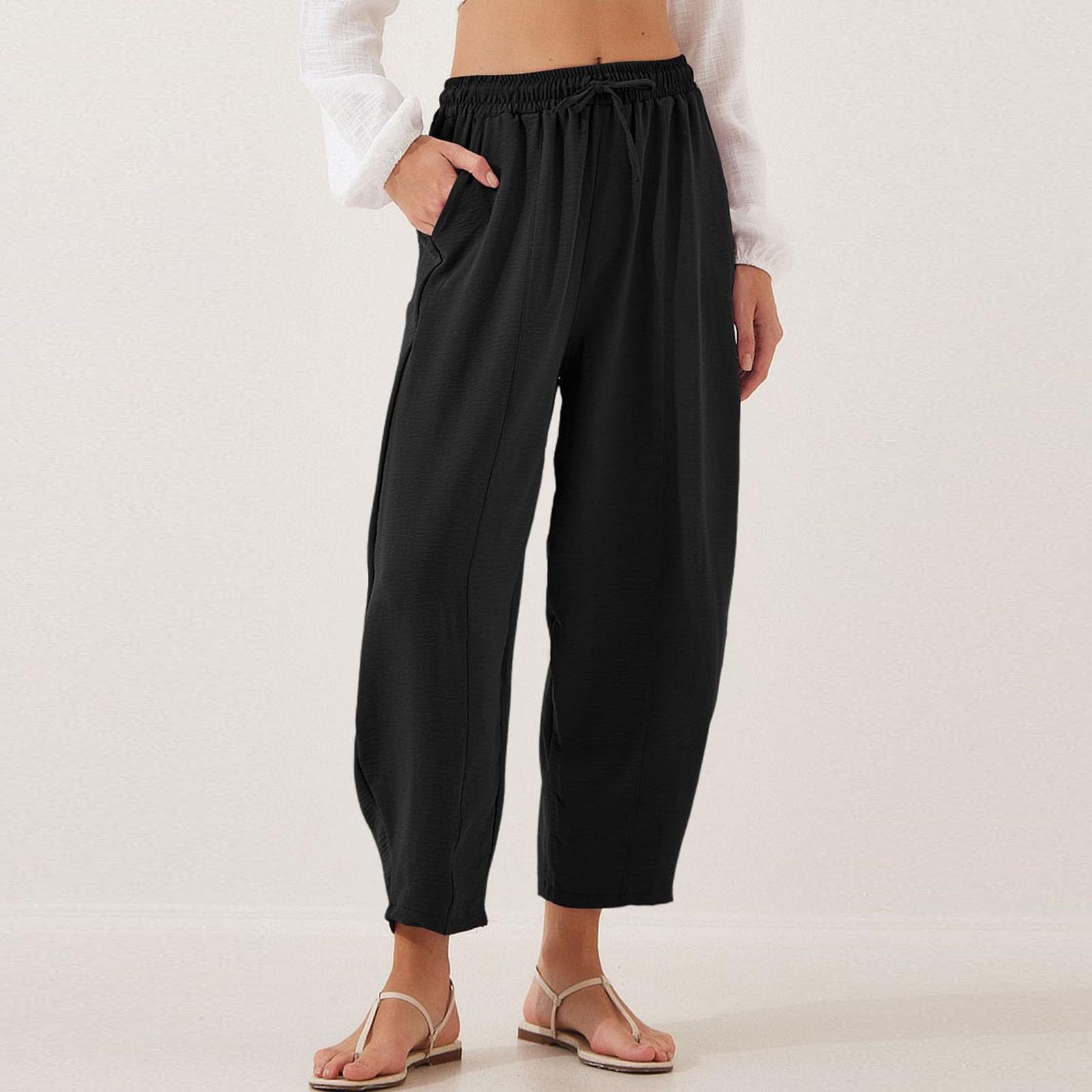 Pants For Women Casual Summer Elastic Waist Loose Lightweight Drawstring Trousers With Pockets M
Pants For Women Casual Summer Elastic Waist Loose Lightweight Drawstring Trousers With Pockets M
