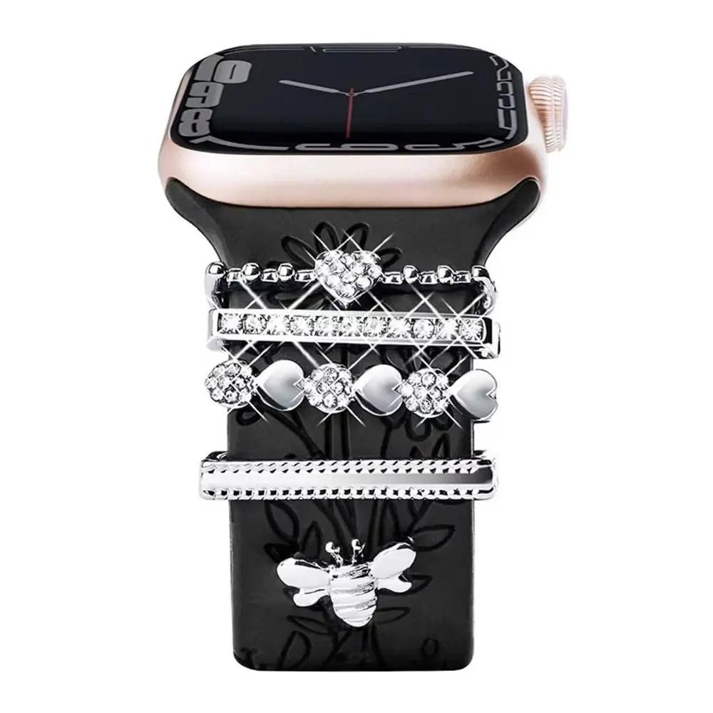Fashion Watch Band Ornament For Apple Watch Creative Meta Diamond Decorative Ring For iwatch Silicone Strap Jewelry Accessories
Fashion Watch Band Ornament For Apple Watch Creative Meta Diamond Decorative Ring For iwatch Silicone Strap Jewelry Accessories