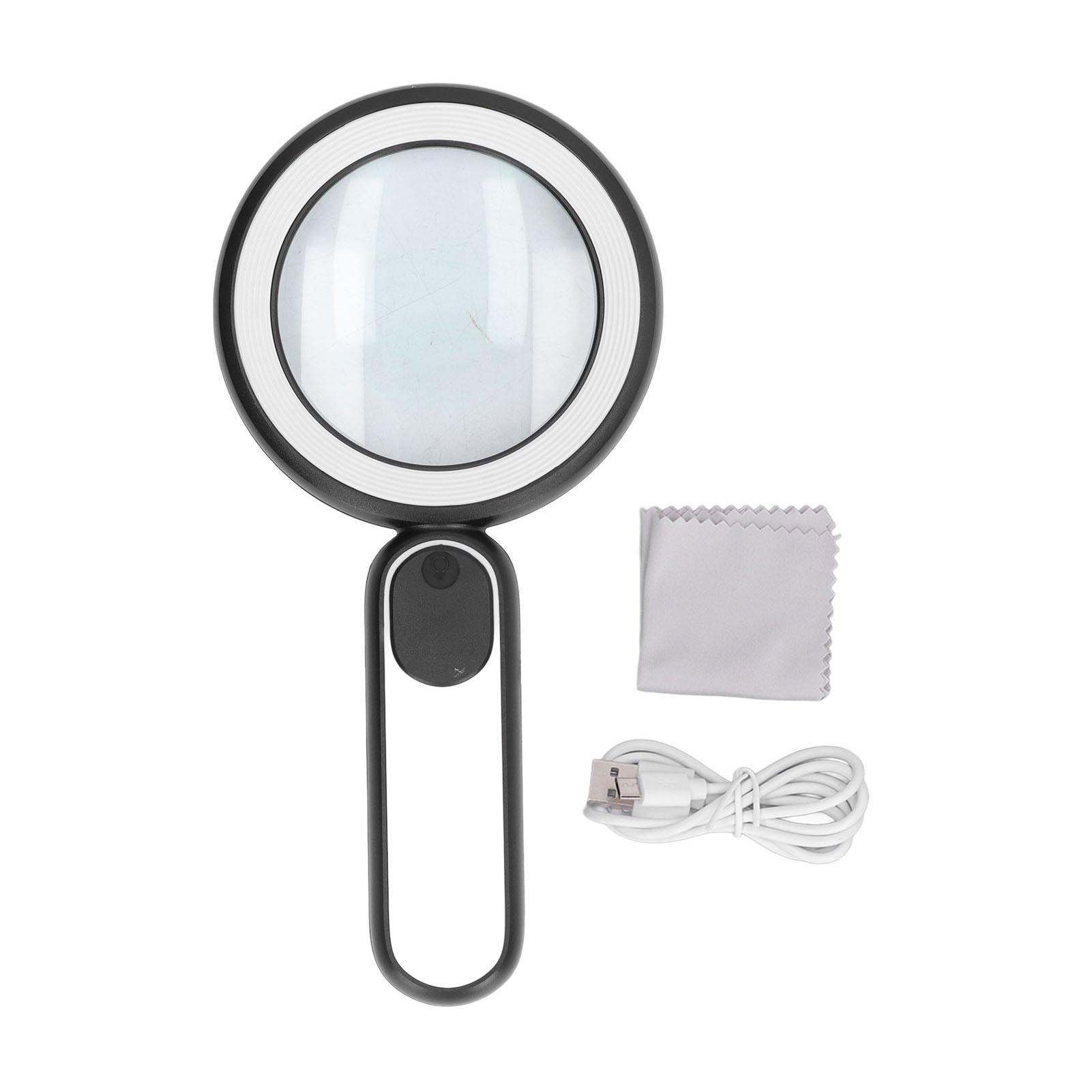 Handheld Magnifying Glass 20X Optical Magnifier with 21 LED Lights USB Charging Touch Switch Black чорний білий колір
Handheld Magnifying Glass 20X Optical Magnifier with 21 LED Lights USB Charging Touch Switch Black чорний білий колір
