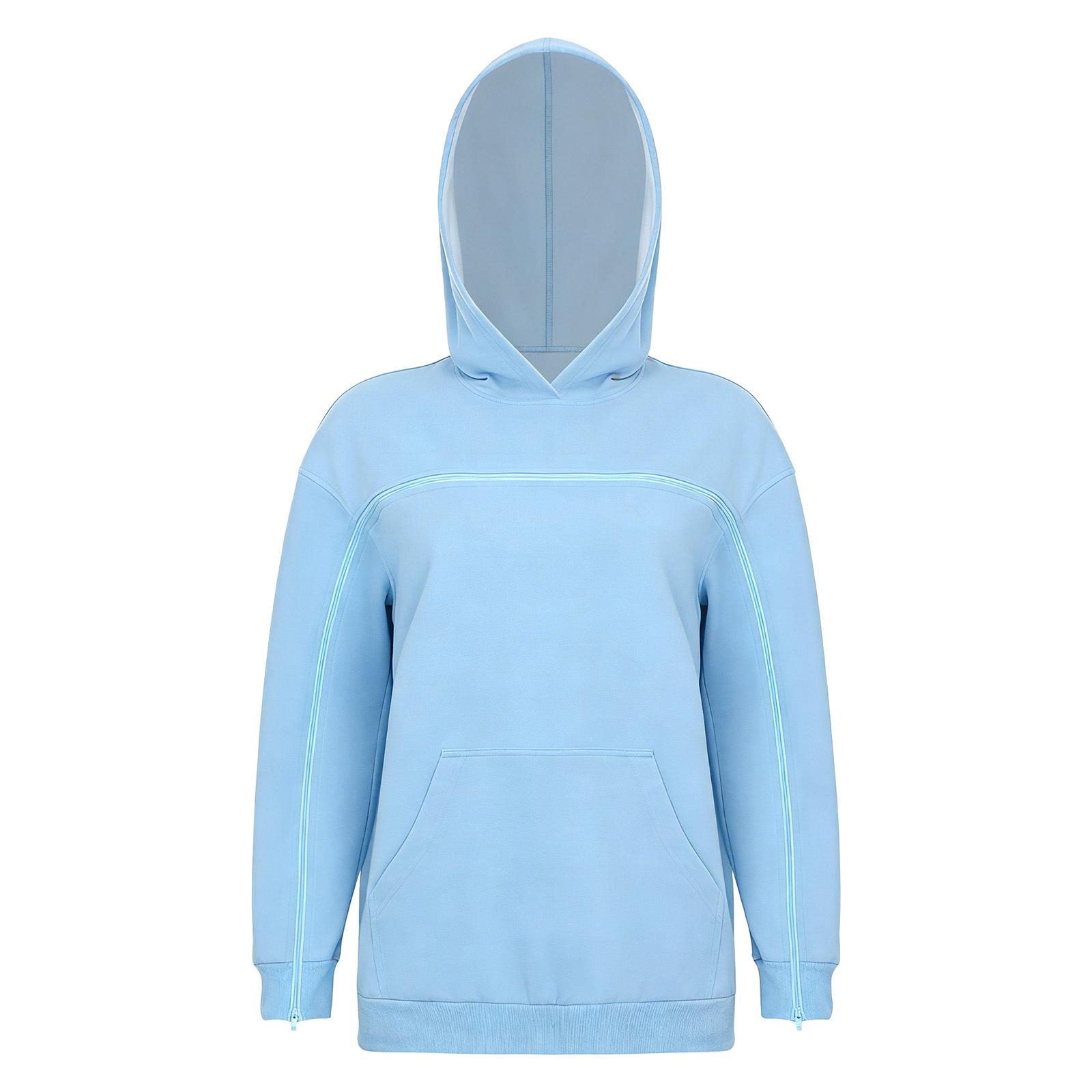 Women Adaptive Recovery Hoodie Full Arm Chest Access Long Sleeve Fleece Lined Hooded Pullover Sweatshirt XS світло-синій колір
Women Adaptive Recovery Hoodie Full Arm Chest Access Long Sleeve Fleece Lined Hooded Pullover Sweatshirt XS світло-синій колір