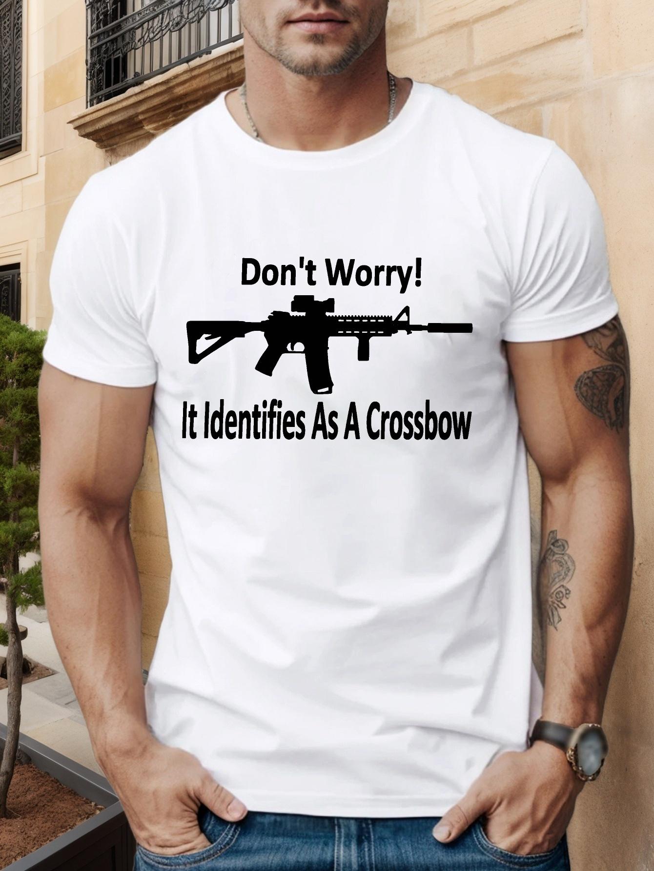 Funny Crossbow Identifier Graphic T-shirt - Black with White Print - Breathable Cotton Blend Summer Shirt - Stretch Knit Fabric for Gym L
Funny Crossbow Identifier Graphic T-shirt - Black with White Print - Breathable Cotton Blend Summer Shirt - Stretch Knit Fabric for Gym L