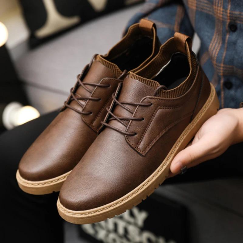 Fashion Men Sneakers Brown Leather Business Casual Shoes Low-top Lace-up Soft-soled Driving Shoes Summer Thick-soled Vulcanized Men Shoe 39
Fashion Men Sneakers Brown Leather Business Casual Shoes Low-top Lace-up Soft-soled Driving Shoes Summer Thick-soled Vulcanized Men Shoe 39
