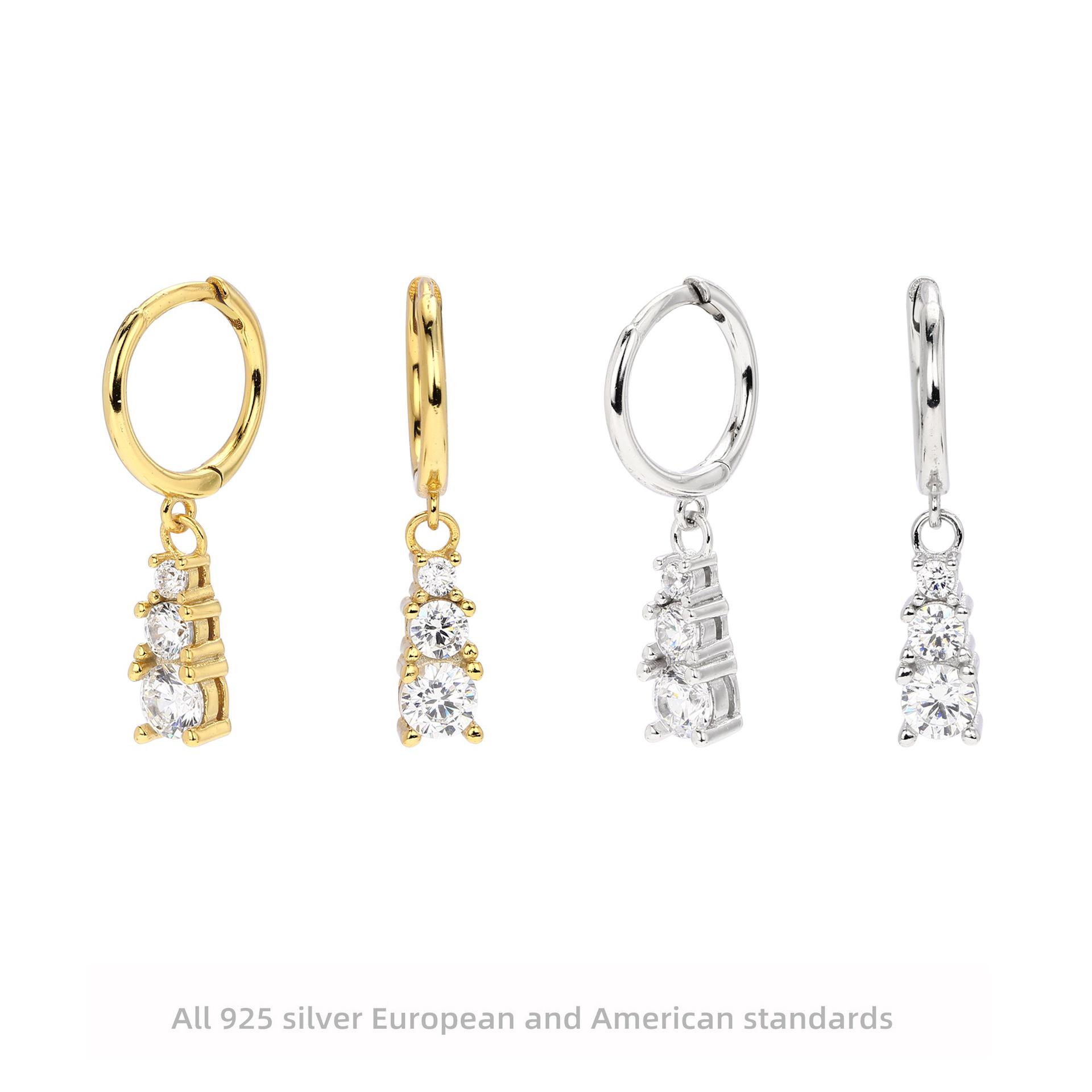 European & American Style S925 Silver Zircon Earrings - Luxurious, Elegant Fashion. 925 Silver
European & American Style S925 Silver Zircon Earrings - Luxurious, Elegant Fashion. 925 Silver