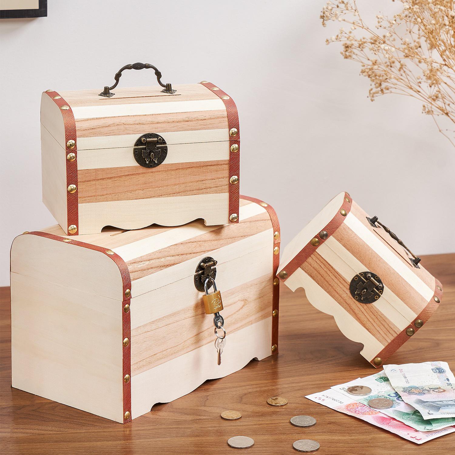 Large Capacity Solid Wood Piggy Bank with Lock for Children Small Wood Color without Lock 14.5*10*9.5cm
Large Capacity Solid Wood Piggy Bank with Lock for Children Small Wood Color without Lock 14.5*10*9.5cm