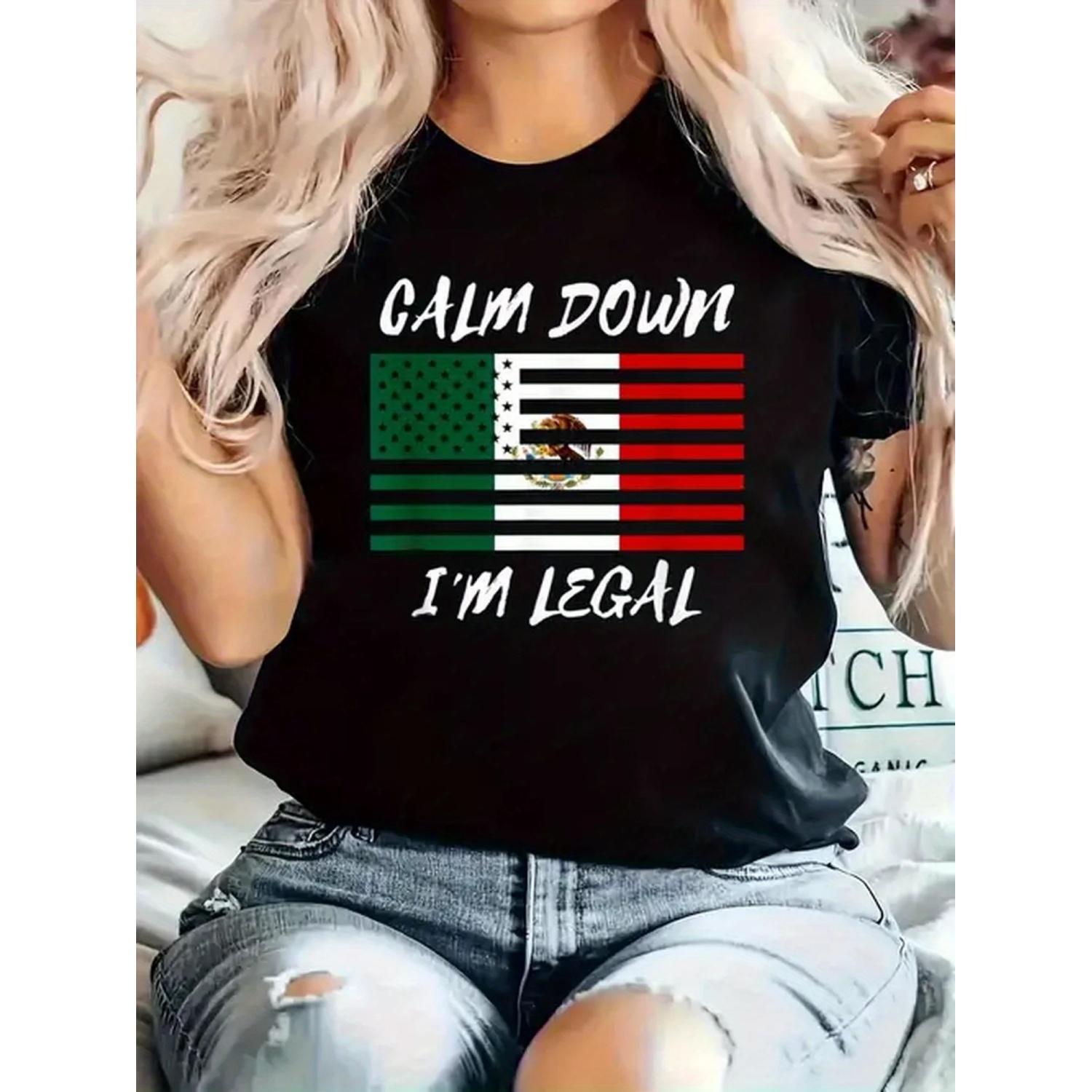 Plus Size Women S Funny Calm I m Legal Mexican Flag Graphic T-Shirt - Casual Short Sleeve Crew Neck Tee for Spring & Summer S чёрный
Plus Size Women S Funny Calm I m Legal Mexican Flag Graphic T-Shirt - Casual Short Sleeve Crew Neck Tee for Spring & Summer S чёрный