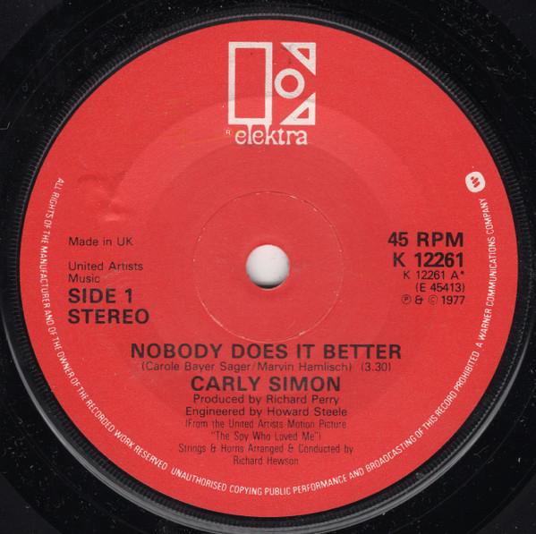 7-дюймовая пластинка CARLY SIMON - Nobody Does It Better K12261 Elektra UK Рок Б/У
7-дюймовая пластинка CARLY SIMON - Nobody Does It Better K12261 Elektra UK Рок Б/У