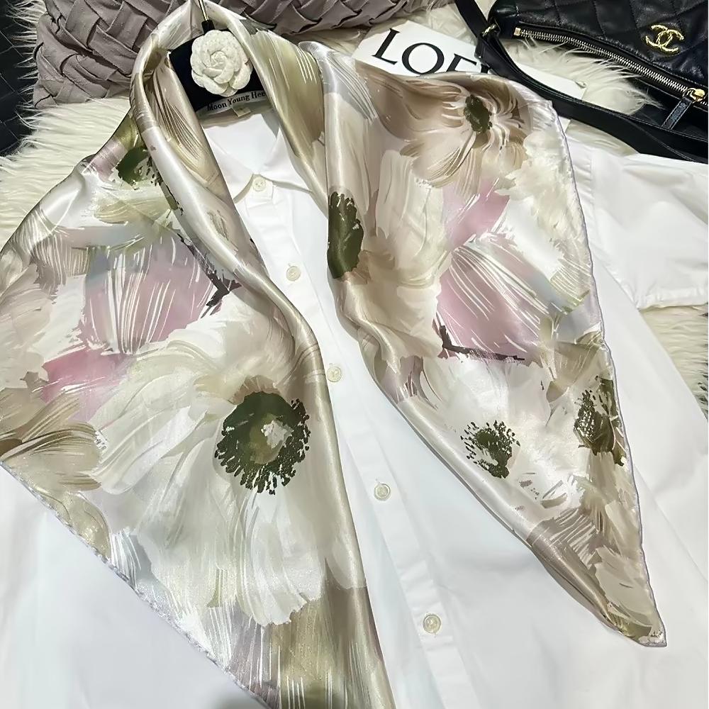 Bysifa|Elegant White Silk Scarf Shawl New Women Fashion Design Head Neck Scarves Fall Winter Square Scarves Wraps 86*86Cm
Bysifa|Elegant White Silk Scarf Shawl New Women Fashion Design Head Neck Scarves Fall Winter Square Scarves Wraps 86*86Cm