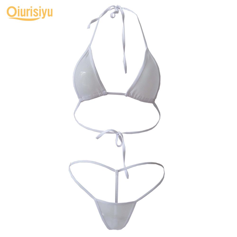 Buy Pcs Lady Solid Color Halter Mini Bra G String Bikini Set At