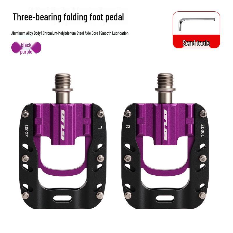 GUB ZD001 Folding Bicycle Pedals, Three-Bearing Aluminum Alloy, Universal Fit P8P10D7 фіолетовий/чорний
GUB ZD001 Folding Bicycle Pedals, Three-Bearing Aluminum Alloy, Universal Fit P8P10D7 фіолетовий/чорний