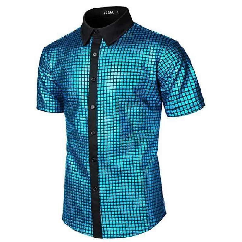 70s Disco Style Mens Costume Shirt With Sequin Details For Themed Events And Cosplay Blue,XXL
70s Disco Style Mens Costume Shirt With Sequin Details For Themed Events And Cosplay Blue,XXL