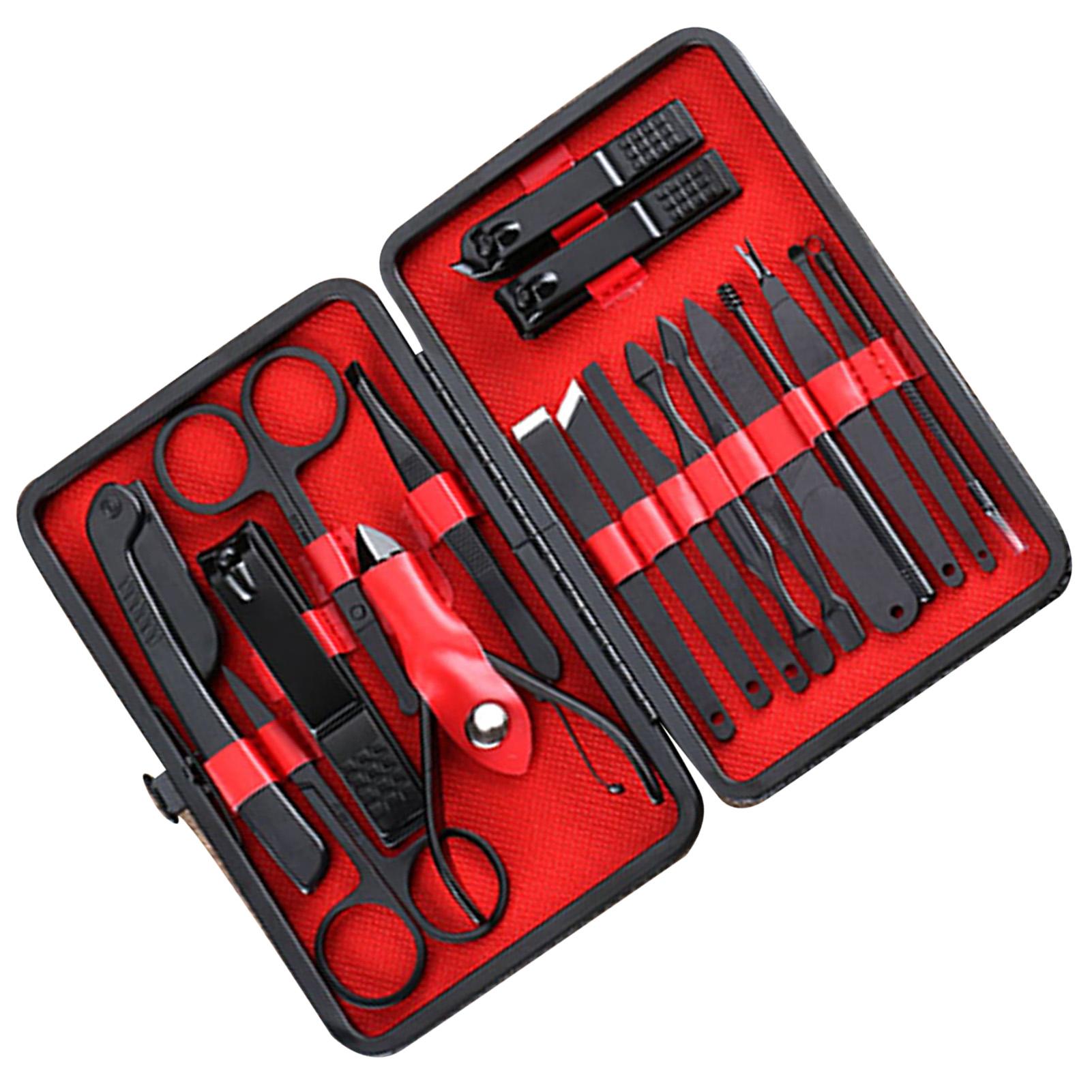 18pcs Nail Clippers Set Toenail Knife Ear Scoop Dead Skin Forceps Fork Nail File Manicure Cutter Tools Black
18pcs Nail Clippers Set Toenail Knife Ear Scoop Dead Skin Forceps Fork Nail File Manicure Cutter Tools Black