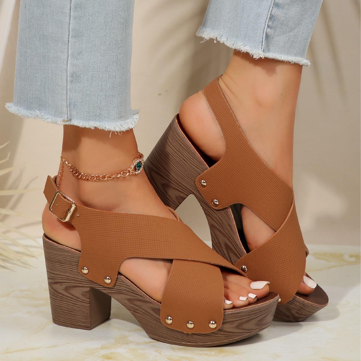Women s Solid Color Stylish Sandals, Platform Crisscross Buckle Walking Chunky Heels, Studded Casual Daily Footwear 43 коричневий
Women s Solid Color Stylish Sandals, Platform Crisscross Buckle Walking Chunky Heels, Studded Casual Daily Footwear 43 коричневий