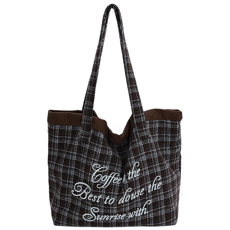 Autumn and winter lazy wind canvas bag large-capacity class student tote bag 2025 new plaid shoulder tote bag tide
Autumn and winter lazy wind canvas bag large-capacity class student tote bag 2025 new plaid shoulder tote bag tide