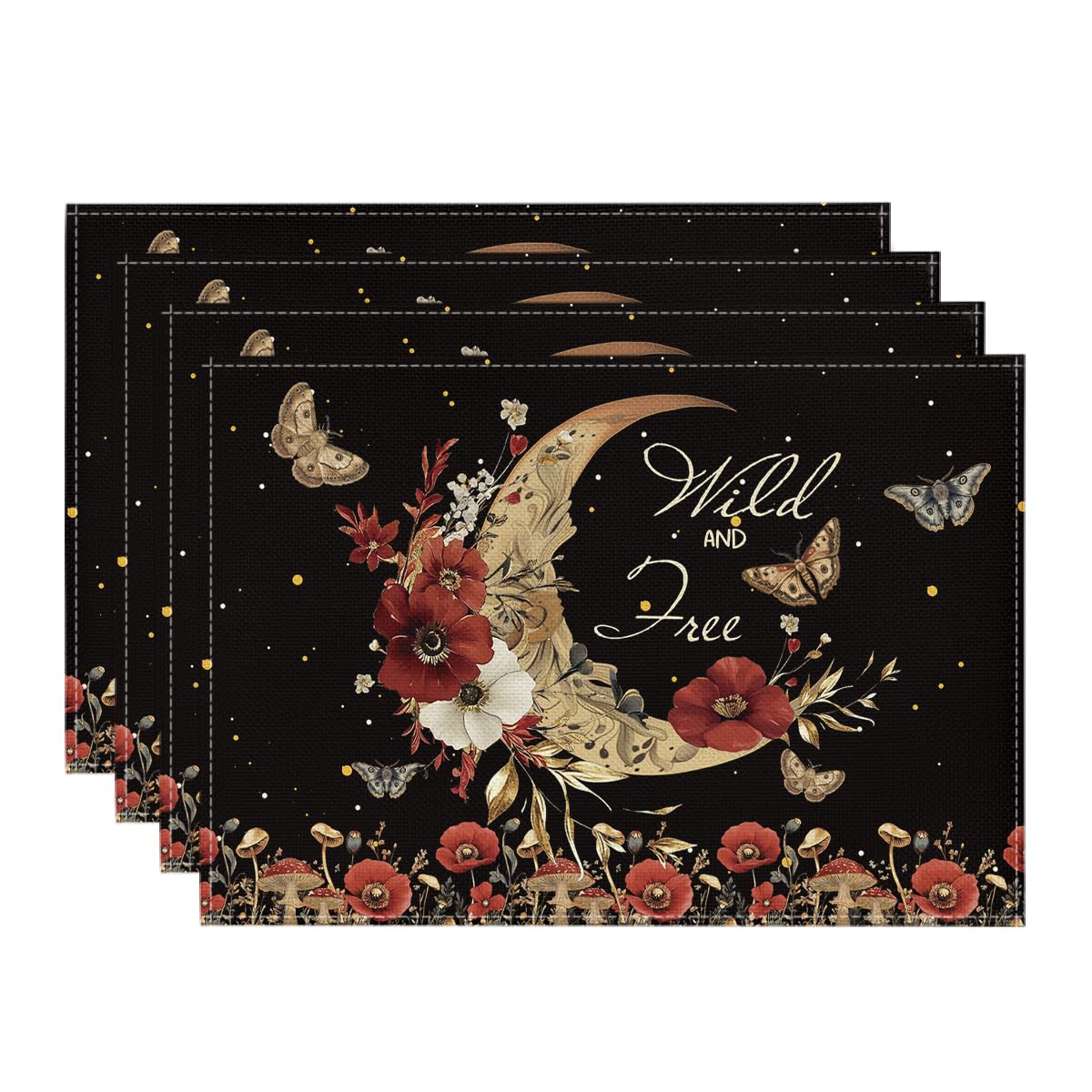 Black Poppy Moth Moon Placemats Set of 4, 12x18 Inch Floral Spring Table Mats for Outdoor Home Party Kitchen Dining Decor 12 x 18 , Rectangular 4 Pcs
Black Poppy Moth Moon Placemats Set of 4, 12x18 Inch Floral Spring Table Mats for Outdoor Home Party Kitchen Dining Decor 12 x 18 , Rectangular 4 Pcs