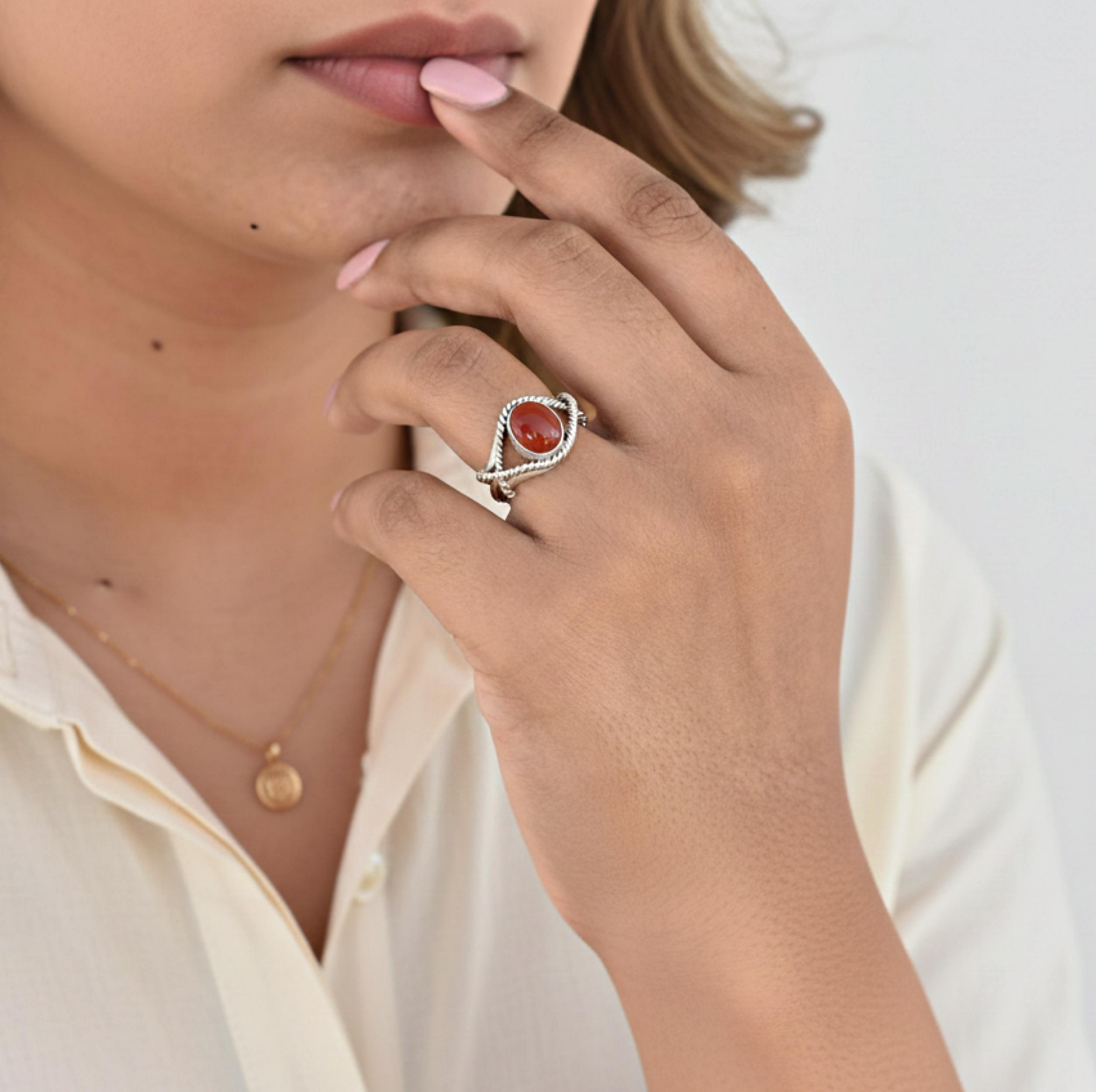 Red Carnelian Oval Cut Gemstone Ring, 925 Sterling Silver, Minimalist Bohemian Ring, Promise Ring 12
Red Carnelian Oval Cut Gemstone Ring, 925 Sterling Silver, Minimalist Bohemian Ring, Promise Ring 12