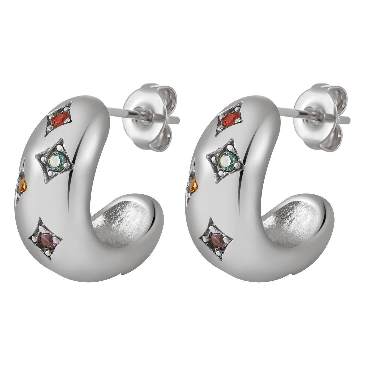 Retro Colored Zircon Earrings - Gold Plated Titanium Steel Studs for Women
Retro Colored Zircon Earrings - Gold Plated Titanium Steel Studs for Women