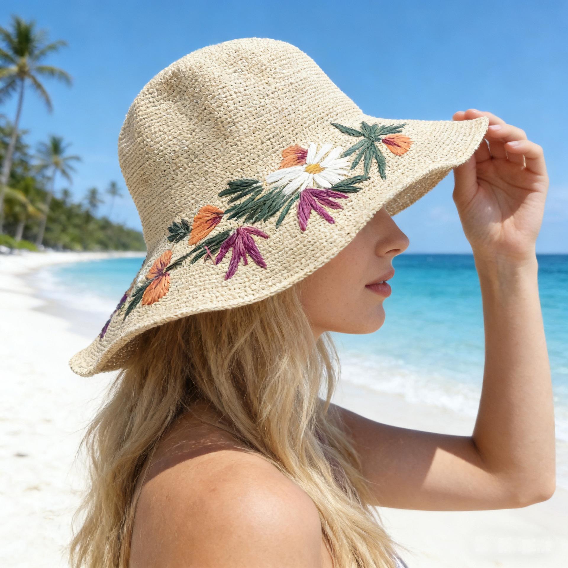 Hand-embroidered Floral Straw Hat for Women Summer Travel Holiday Seaside Beach Caps Sun Protection Big Edge Cap Sombreros 56-58CM
Hand-embroidered Floral Straw Hat for Women Summer Travel Holiday Seaside Beach Caps Sun Protection Big Edge Cap Sombreros 56-58CM