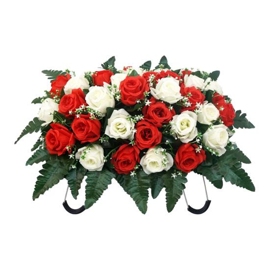 Artificial Cemetery Headstone Flower Saddle 34-Head Realistic UV-Resistant Fake Silk Rose Outdoor Tombstone Memorial Flower Decoration
Artificial Cemetery Headstone Flower Saddle 34-Head Realistic UV-Resistant Fake Silk Rose Outdoor Tombstone Memorial Flower Decoration