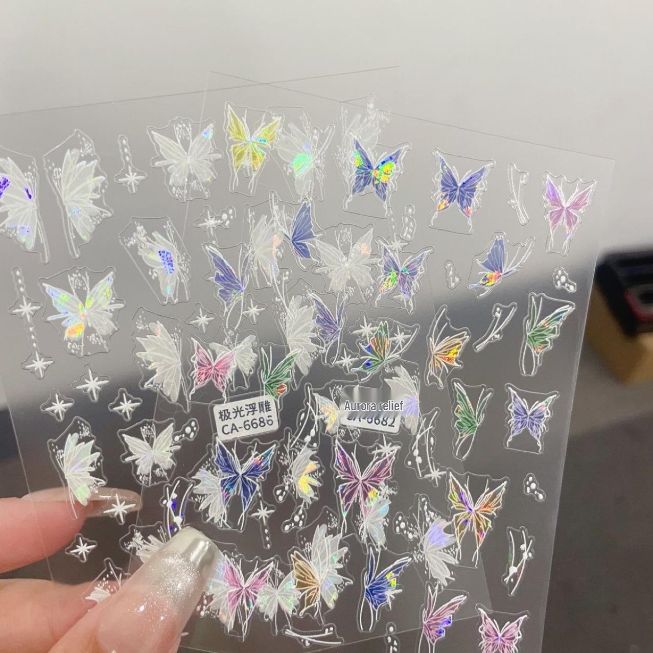 Iridescent Butterfly Nail Stickers - Spring Super Fairy Collection Aurora Colorful Butterfly 1 Sheet
Iridescent Butterfly Nail Stickers - Spring Super Fairy Collection Aurora Colorful Butterfly 1 Sheet