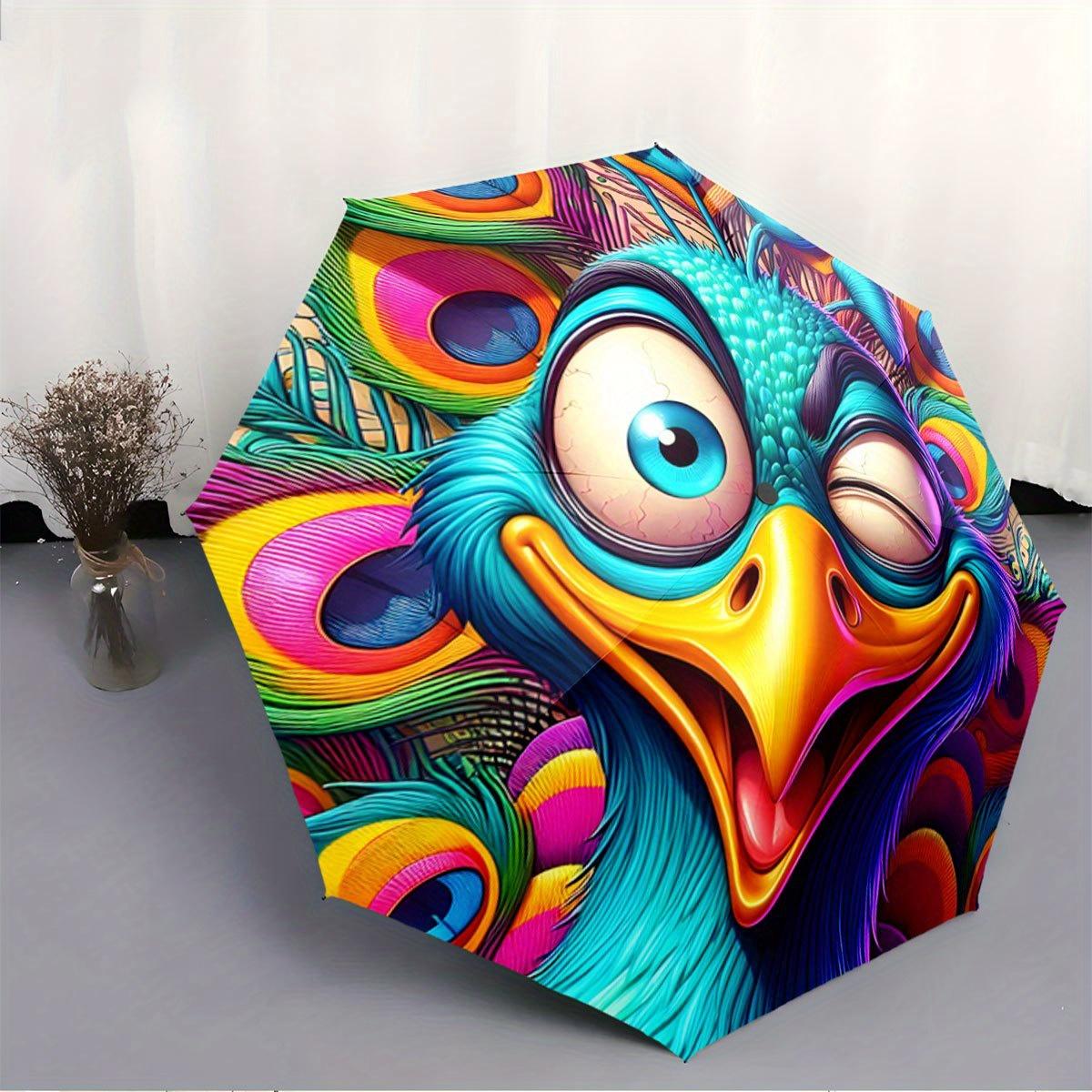 Folding umbrella Colorful peaRooster face with vibrant feathers and playful expression. Creative portable folding umbrella, su
Folding umbrella Colorful peaRooster face with vibrant feathers and playful expression. Creative portable folding umbrella, su