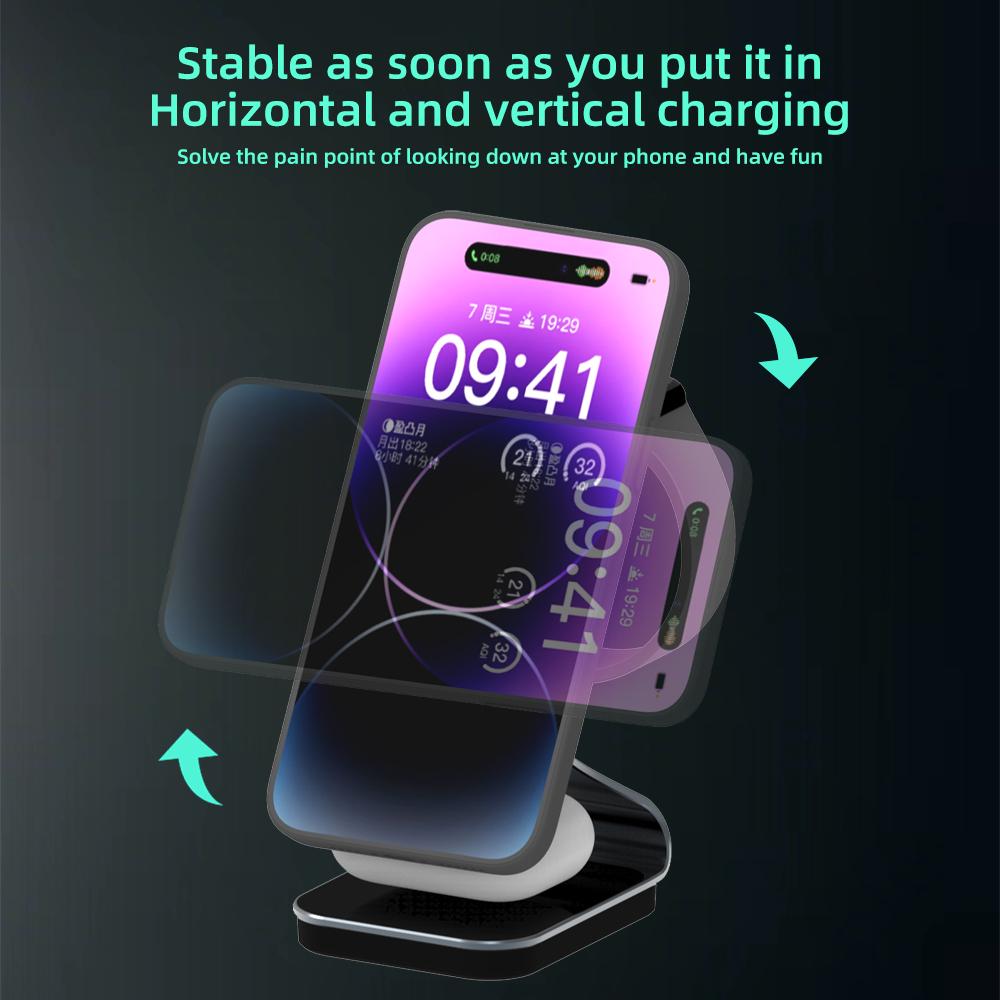 H302 3 in 1 Magnetic Wireless Charger 15W Fast Charging Stand for Phone Earbuds Watch
H302 3 in 1 Magnetic Wireless Charger 15W Fast Charging Stand for Phone Earbuds Watch
