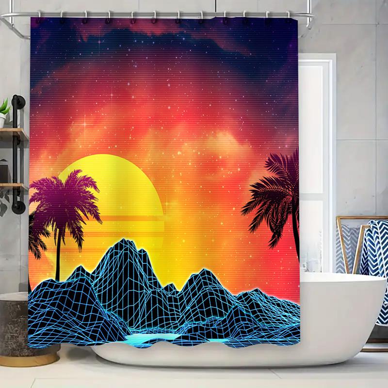Vibrant Retro Sunset Geometric Palm Tree Shower Curtain For Home Decoration Bathroom Decor Modern Artistic Customizable Size W60H190(CM)-1 Pcs
Vibrant Retro Sunset Geometric Palm Tree Shower Curtain For Home Decoration Bathroom Decor Modern Artistic Customizable Size W60H190(CM)-1 Pcs