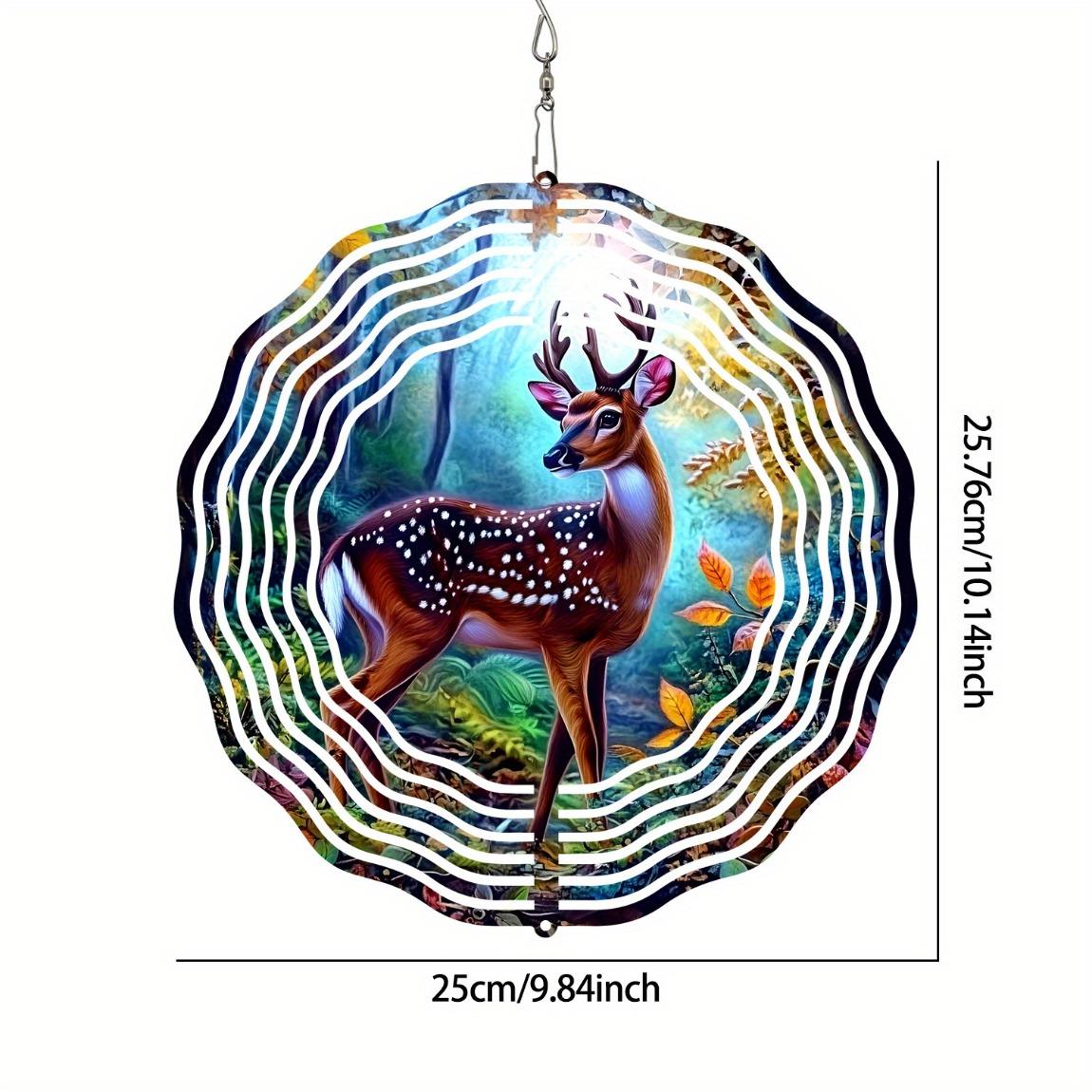 3D Металлический Флюгер Олень Сика Подвесное Украшение для Дома Декор Осенняя Лесная Сцена Подарок Не Требуется Электричество Бесперьевой Дизайн 01A
