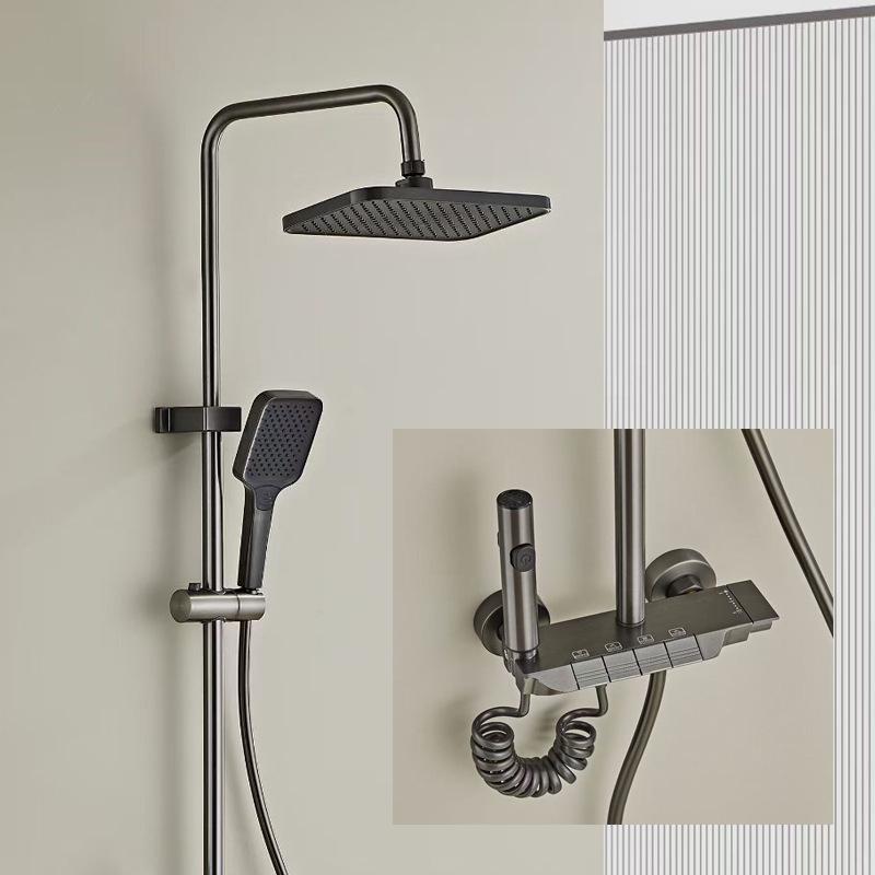 Digital Display Constant Temperature Shower Set with Four-Speed Boosting Shower Head Black
Digital Display Constant Temperature Shower Set with Four-Speed Boosting Shower Head Black