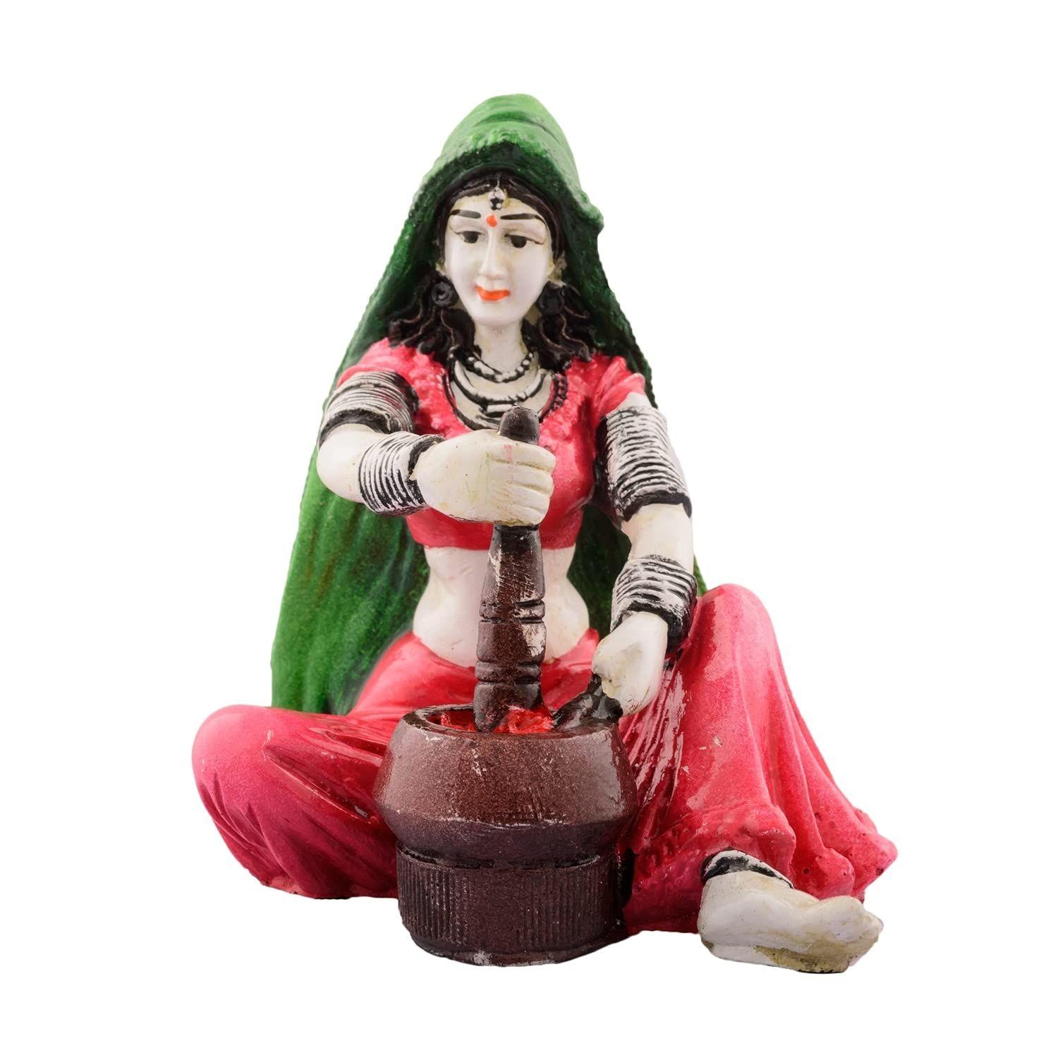 Rajasthani Lady Grinding Chilli Showpiece Polyresin Statue (12.5 cm x 10 cm x 15 cm, Green and Orange)
Rajasthani Lady Grinding Chilli Showpiece Polyresin Statue (12.5 cm x 10 cm x 15 cm, Green and Orange)