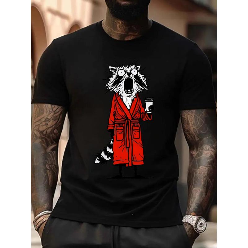 European sizes Funny Raccoon Graphic T-Shirt with White Raccoon in Glasses & Red Bathrobe Print - Casual Short Sleeve Round Neck Tee 4XL чорний
European sizes Funny Raccoon Graphic T-Shirt with White Raccoon in Glasses & Red Bathrobe Print - Casual Short Sleeve Round Neck Tee 4XL чорний