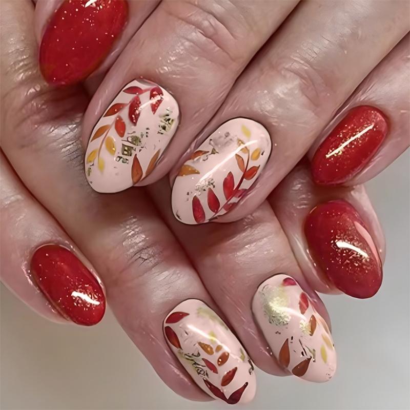 Almond Press On Nails Thanksgiving False Nails Leaves False Nails Glittering Full Cover Stick on Nails for Women 1
Almond Press On Nails Thanksgiving False Nails Leaves False Nails Glittering Full Cover Stick on Nails for Women 1
