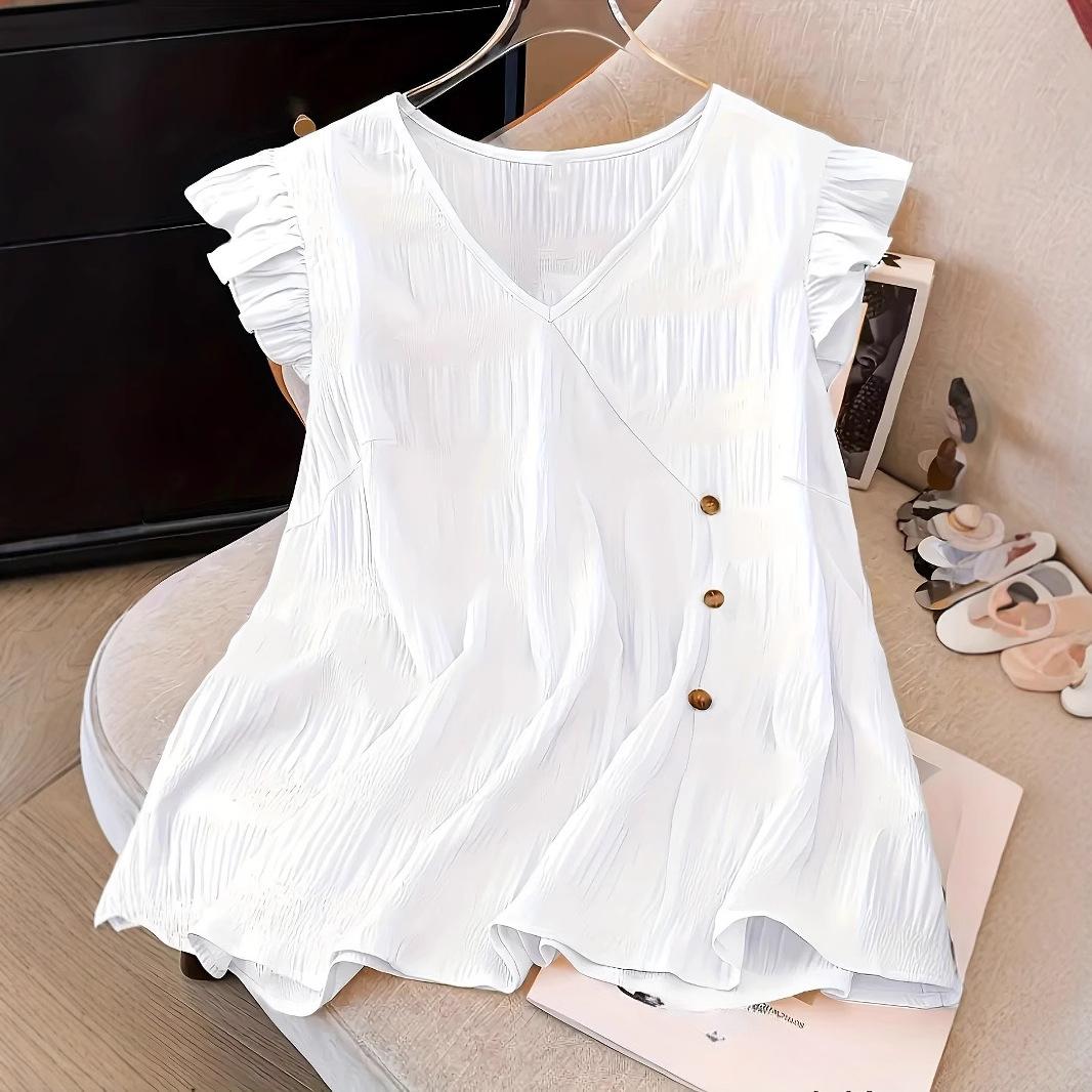 Летний однотонный топ с V-образным вырезом, кружевной отделкой на пуговицах, свободного кроя, повседневный, модный XXL белый
Летний однотонный топ с V-образным вырезом, кружевной отделкой на пуговицах, свободного кроя, повседневный, модный XXL белый