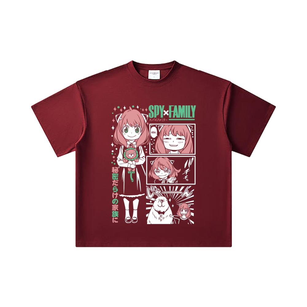 260 GSM Double Yarn 32 Count 100% Cotton Spy x Family V4 Anya Print Unisex Heavy Cotton T Shirt 2XL вина червоного кольору
260 GSM Double Yarn 32 Count 100% Cotton Spy x Family V4 Anya Print Unisex Heavy Cotton T Shirt 2XL вина червоного кольору