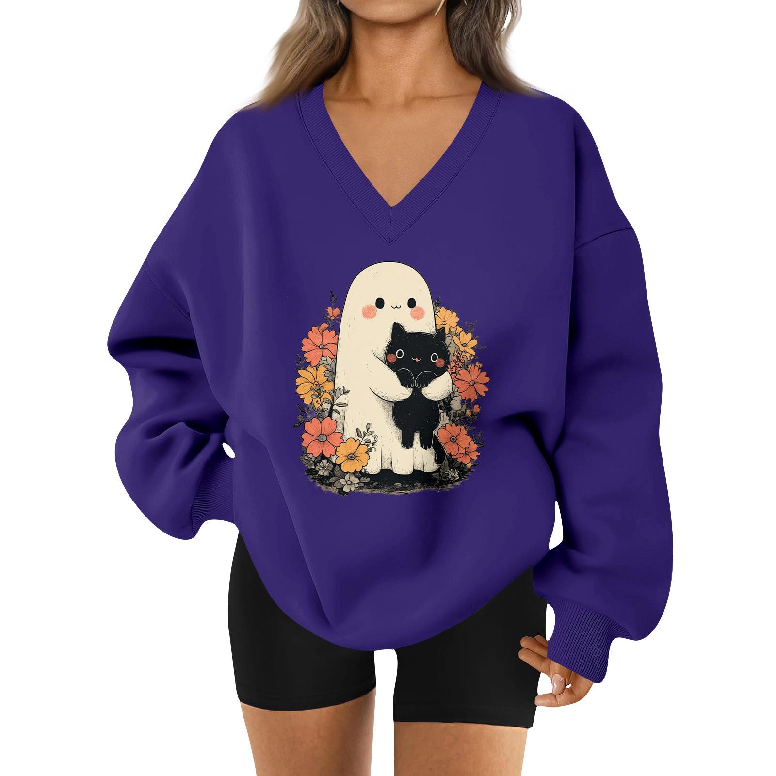 Женский спортивный свитшот с V-образным вырезом, приспущенным плечом и принтом на Хэллоуин M
Женский спортивный свитшот с V-образным вырезом, приспущенным плечом и принтом на Хэллоуин M