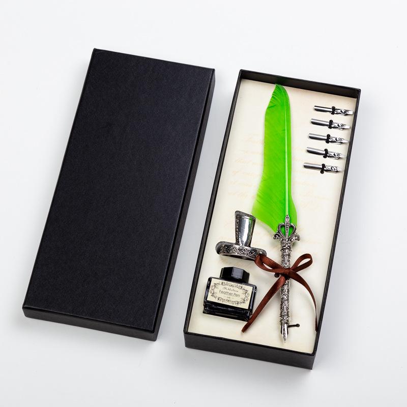 Goose Feather Pen Set with Carved Base and Stainless Steel Nibs - Unique Gift
Goose Feather Pen Set with Carved Base and Stainless Steel Nibs - Unique Gift