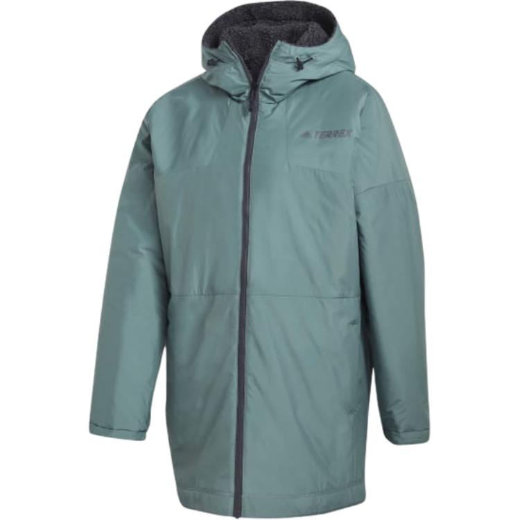 Adidas Xplr Sher на открытом воздухе лоскутная флисовая двусторонняя куртка с капюшоном женская верхняя одежда темно-конопляно-серый GI7635 M